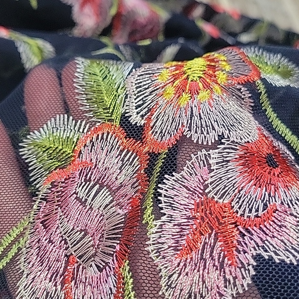 Floral Embroidered Navy and Pink Boho Sleeveless Dress XL - Picture 10 of 16